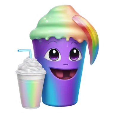 cute alien with rainbows drinking purple juice in styrofoam cup sticker