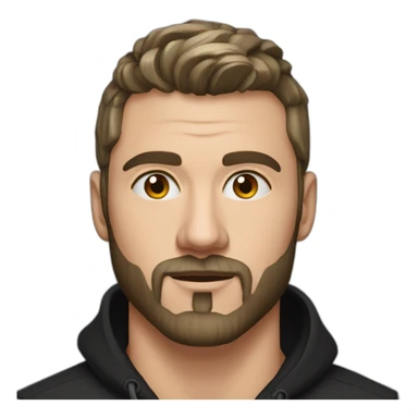 Russian 💪 man aged 30 wearing gold chain with black buzz hair and short beard sticker