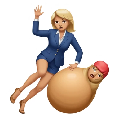 woman kicking donald trump in the testicles sticker