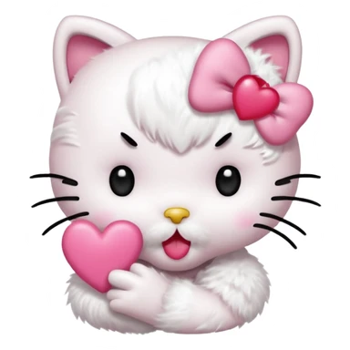 Hello kitty qui fait un bisous avec sa bouche et un cœur rose sort de sa bouche  sticker