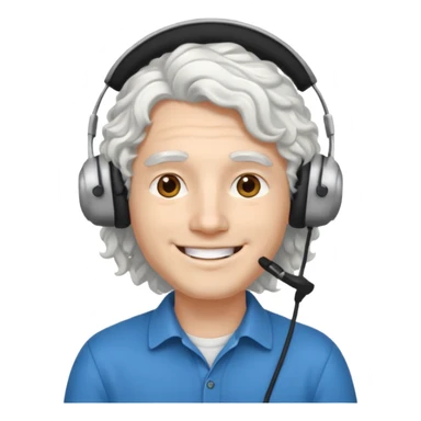 young pc tech guy with long curly white hair, no glasses sticker