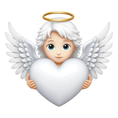 White heart with angel wings sticker