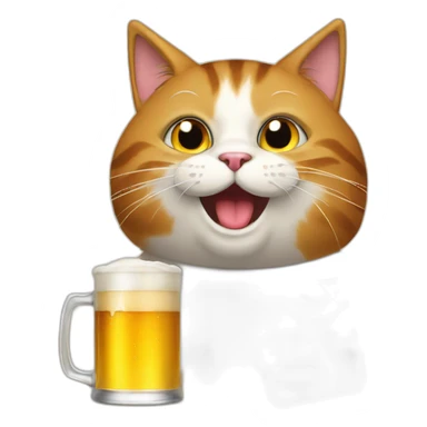 Cat drink beer sticker