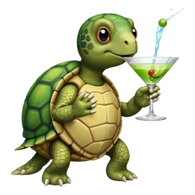 turtle wearing a watch drinking a martini sticker