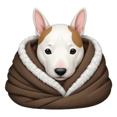 bull terrier sleeping cozy with blanket black head and ears sticker