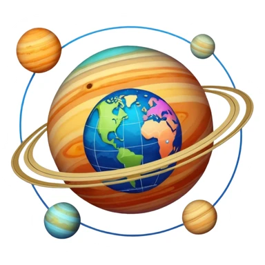 colorful planets with lines connecting them resembling a trigonometry diagram, sense of calculation and measurement sticker