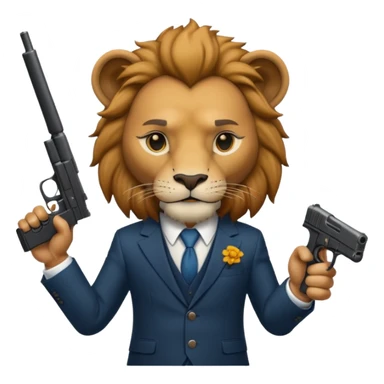 lion  gangster  with gun  sticker