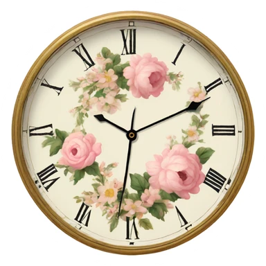 vintage rococo light pink dainty floral clock sticker