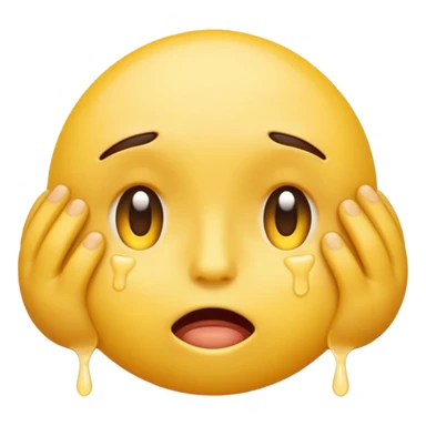 embarrased yellow emoji sqeezing eyes shut with sweat coming down the face hidding sticker