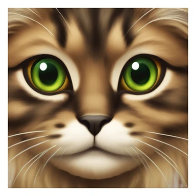 face of a long-haired fluffy tortoiseshell cat with green eyes sticker