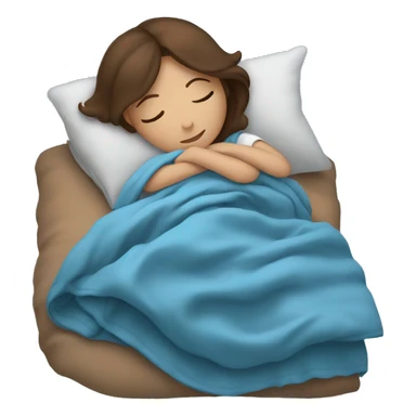 Girl with brown hair sleeping with a blue blanket sticker