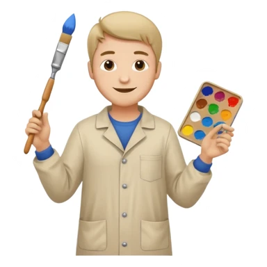 happy man painting a picture full body sticker