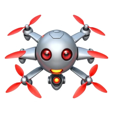 Flying robot, small propellers, glowing eyes. sticker