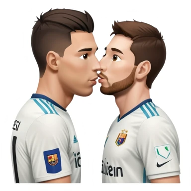 Ronaldo and Messi soccer players kissing sticker