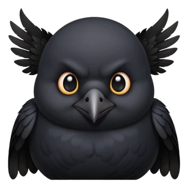 fat cute crow with bat wings sticker