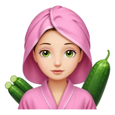 🧖‍♀️this with cucumber eyeys at a spa and a pink robe sticker