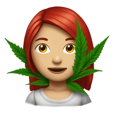 female blood red hair, marijuana plant  sticker