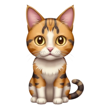full body anxious looking colourful light calico tabby cat with hazel eyes and patchy brown tabby sections of fur sticker