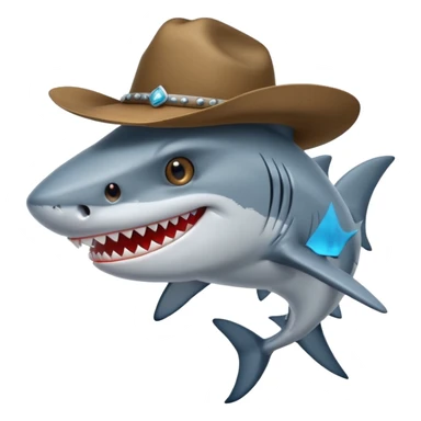 Shark with a cowboy hat sticker