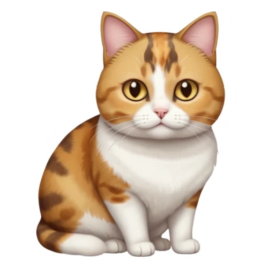 full body torbie and white cat with small head, hazel eyes, and short but chubby body sticker