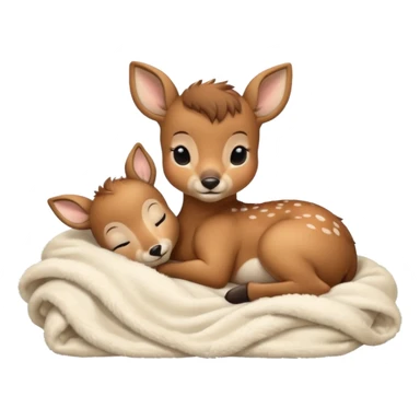Cute Baby Deer sleeps in Bed sticker