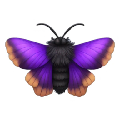 Black and purple fluffy moth sticker
