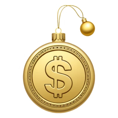 money themed christmas ornament hanging from a thread sticker