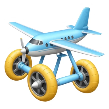 Emoji-style airplane landing gear with a single inflated, puffy wheel and a strut, cartoon-like, 3D, soft rounded shapes, clean lines, isolated on white background, minimal shading, emoji aesthetic sticker