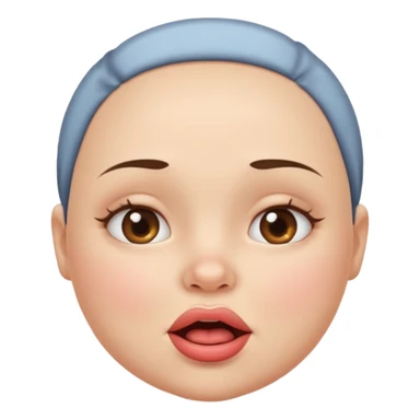 a girl face with lip bitting expressions. the face will be round and chubby. without hair sticker