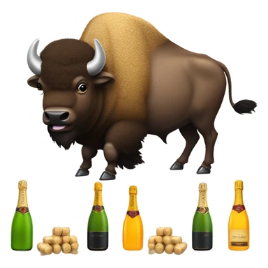 A bison celebrating with champagne  sticker