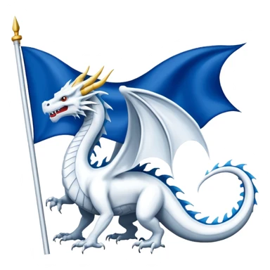 Create a flag with a red background and a white dragon like the red dragon of the welsh flag sticker