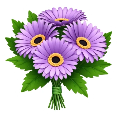 bouquet Lavender Gerbera Daisy, luxuriant, leaf, bud sticker