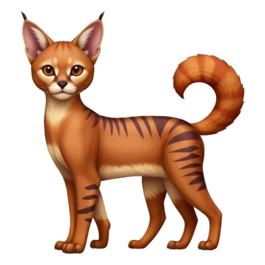 Patterned marked elegant slim furry cute beautiful cool edgy Caracal-Sphynx-Red-Panda-fusion-hybrid-animal-creature, full body sticker