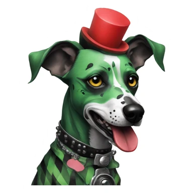 Punk Green gray black red punk dog joker clown facepaint tattoos punk lurcher surrealism  sticker