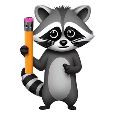 Raccoon holding a juul sticker