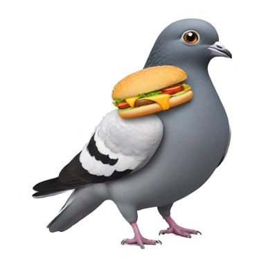 pigeon eating a burger sticker