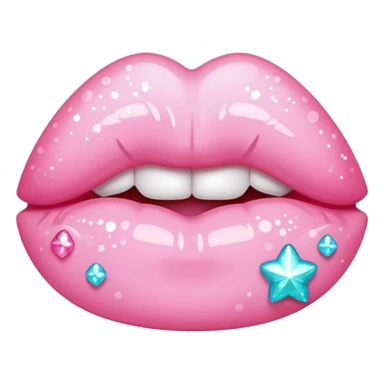 Pastel pink kiss mark sparkly sticker