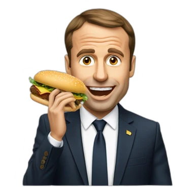 Macron qui mange un hamburger sticker