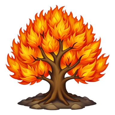 Burning bush with bright orange flames sticker
