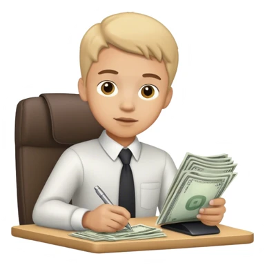 Boy doing finances sticker