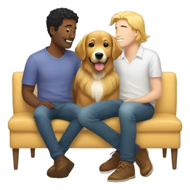 Wide gay couple with golden retriever sticker