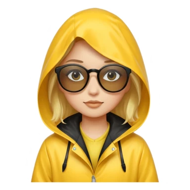 girl in yellow raincoat meme with black sunglasses sticker