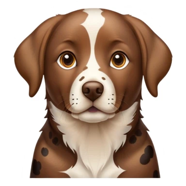 photorealistic brown Labrador retriever with spotted calico pattern, detailed fur texture, lifelike eyes sticker