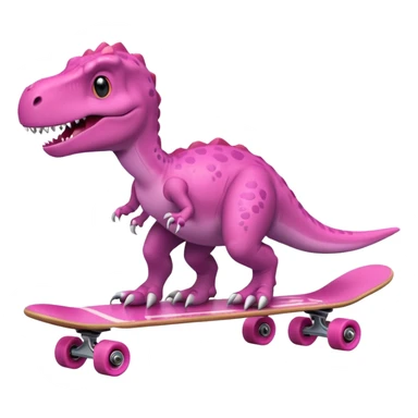 Dinosaur on a skateboard in pink  sticker