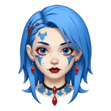 wampire with blue hair and face tattooed and extra big earing sticker