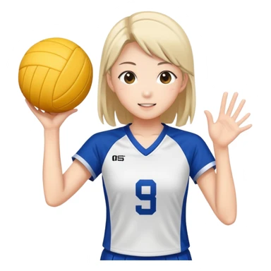 Japanese high school girl in sports uniform playing volleyball sticker