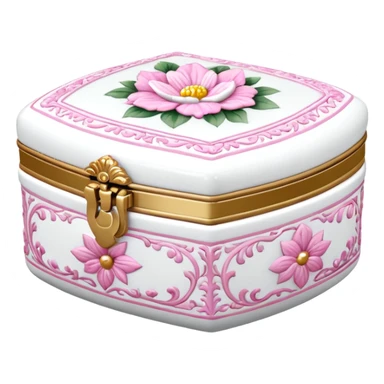 pink and white porcelain box with flowers  sticker