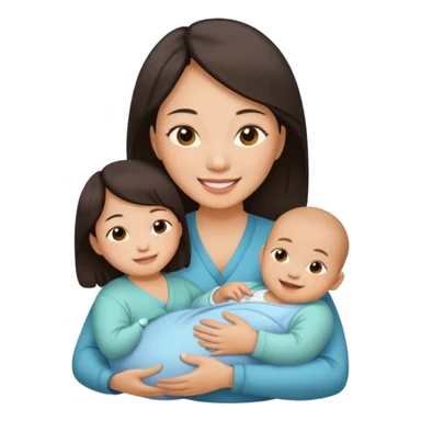 A Chinese mother with her newborn. sticker