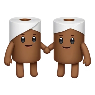 poo and toilet paper holding hands sticker