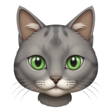 chat gris avec des yeux vert foncé et une tache en dessous du coup sur son corps sticker